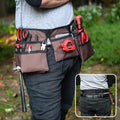 11 Pocket Brown and Black Heavy Duty Construction Tool Belt, Work Apron, Tool Pouch, with Poly Web Belt Quick Release Buckle - Adjusts from 33”