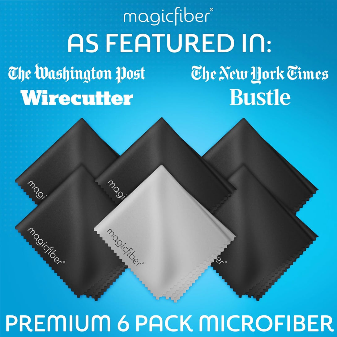 Magicfiber Microfiber Cleaning Cloth, 6 Pack - Premium Cloth for Glasses, Lens, Screens & More