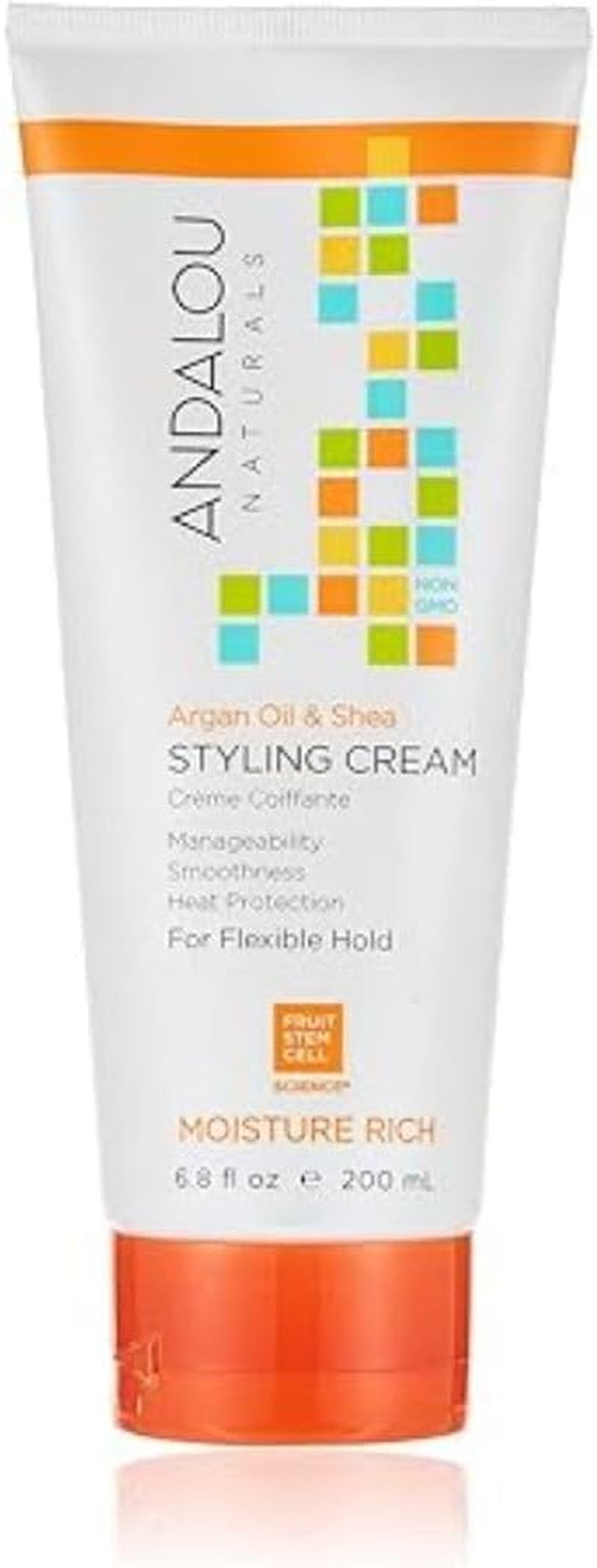 Andalou Naturals Styling Cream Ounces, Argan Oil & Shea, 6.8 Fl Oz