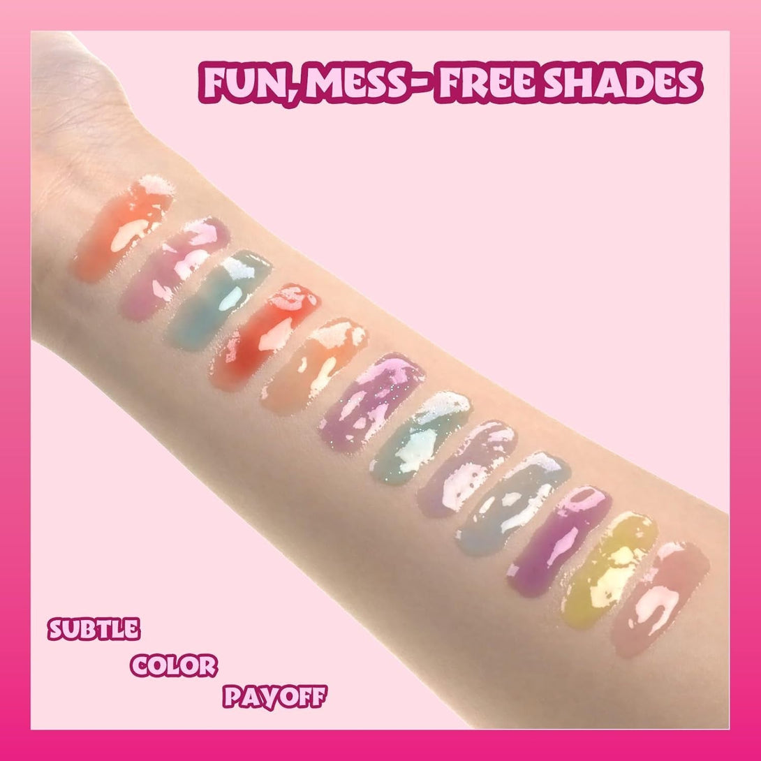 Barbie 12 Piece Plant Based Lip Gloss, Girls Party Favors, First Makeup Set for Girl, Perfect for Parties, Sleepovers, and Birthday Gifts, Ages 3+, by Townley Girl