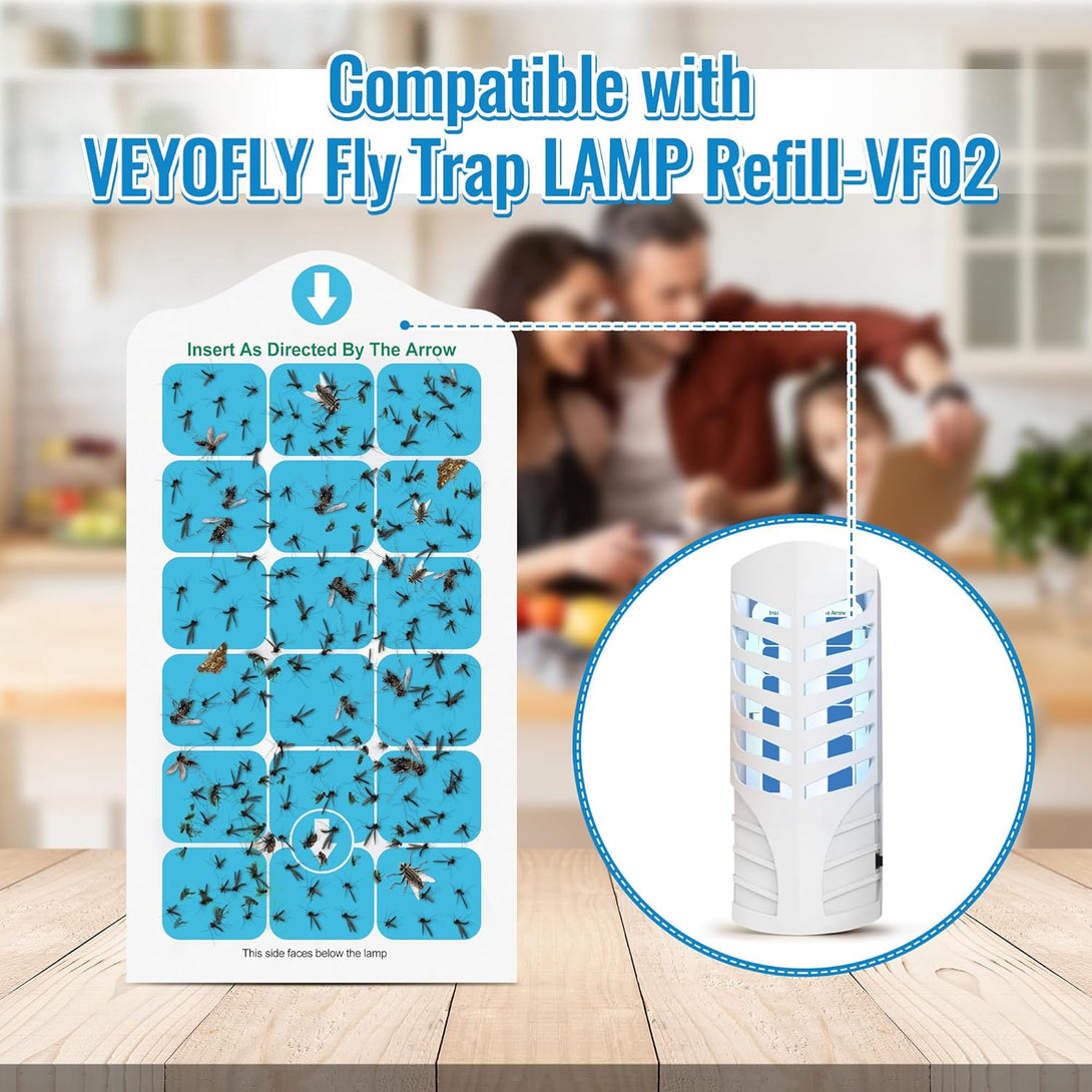 Qualirey 25 Pack Flying Insect Trap Refill Compatible with VEYOFLY Fly Trap LAMP Refill-Vf02, Glue Board Insect Catcher, Replacement Sticky Glue Cards for Insect Bug Mosquito Gnat Fly Trap Indoors