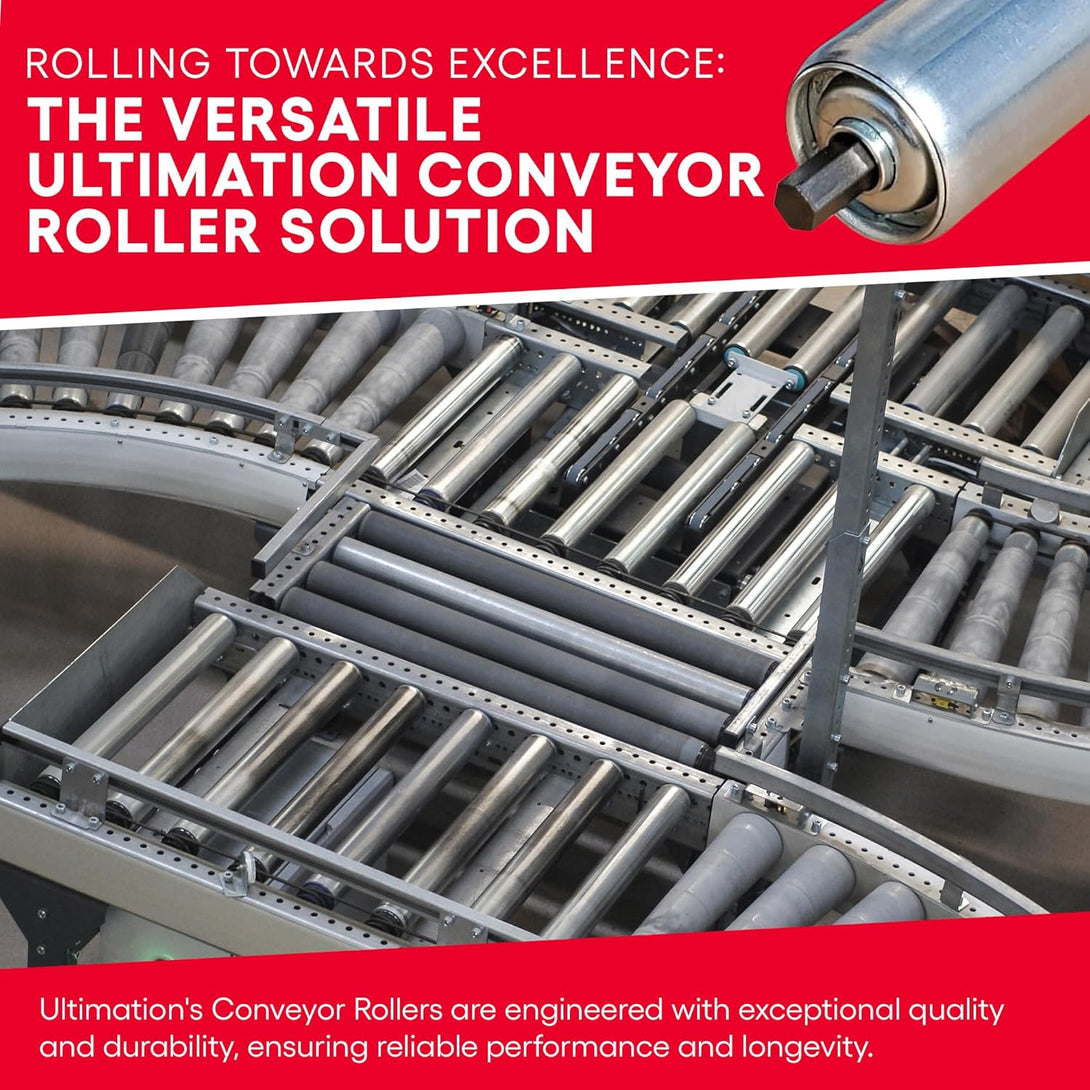 Ultimation Heavy Duty Conveyor Rollers-Galvanized Steel Gravity Roller, 36" between Frame, 1.5" Diameter, Durable Steel Rollers for Conveyor Systems and Industrial Applications -2-Pack