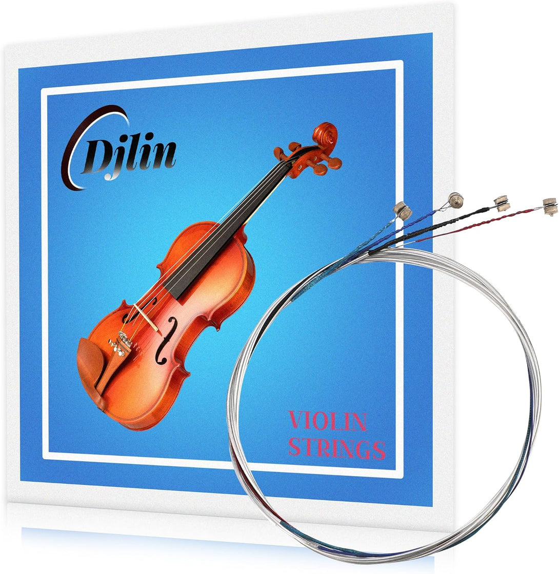 Violin Replacement String Set, Universal Steel String for 4/4 Size Acoustic Violins, Handmade Strings with Synthetic Steel Core Suitable for Students and Beginners - 1 Pack