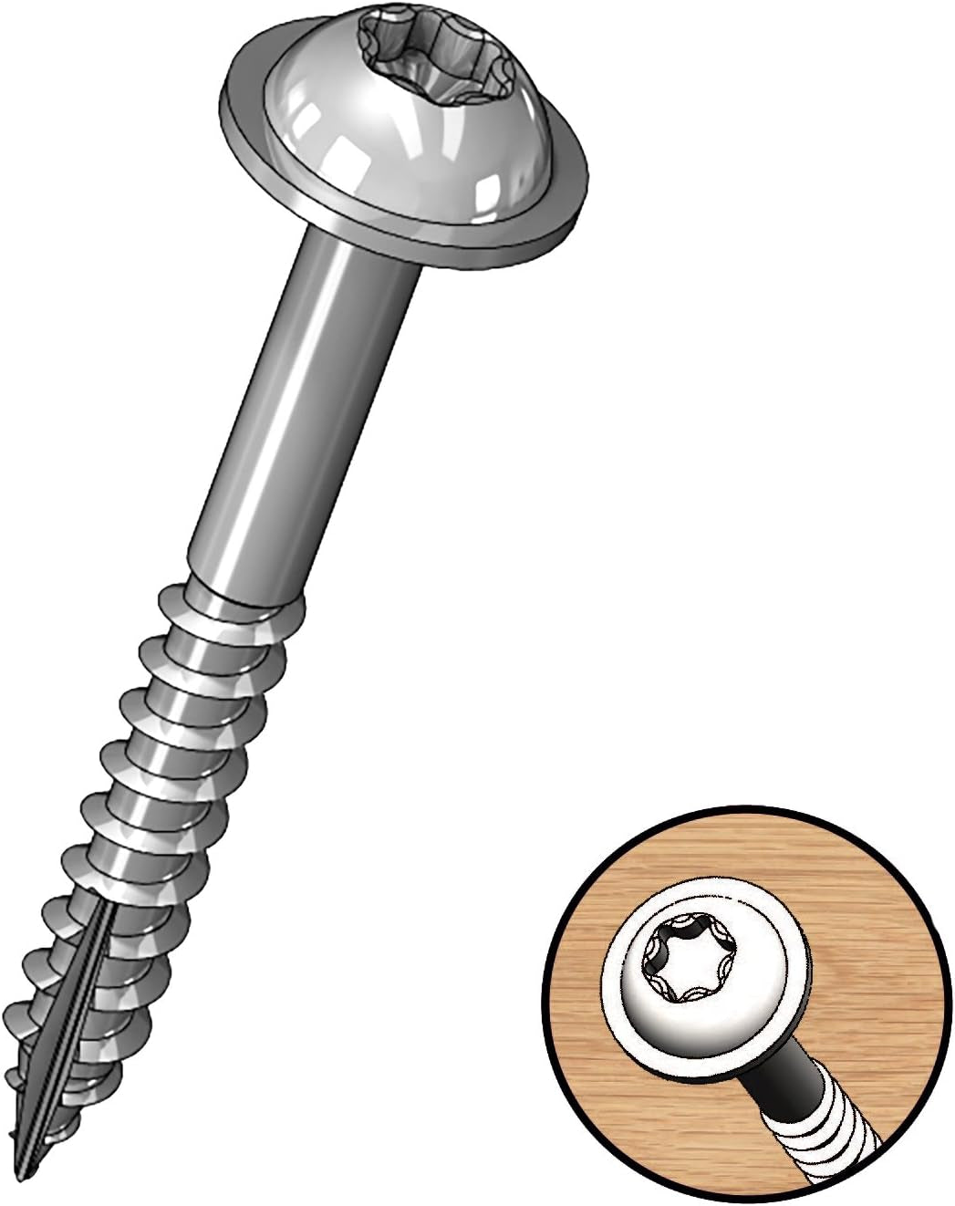 Milescraft 5202 Wood Pocket Hole Screws - #7 X 1-1/4" Washer Head with Coarse Thread (100Pc.), Torx Drive Self-Tapping, for Indoor Use