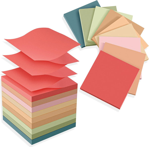 (18 Pads) Pop up Sticky Notes 3X3 Refills, Vintage Color, Strong Adhesive Memo Pad Bulk, Suitable for Home, Office, School, Clean Removal