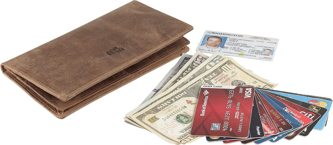 Mou Meraki RFID Blocking Mens Genuine Leather Bifold Long Wallet
