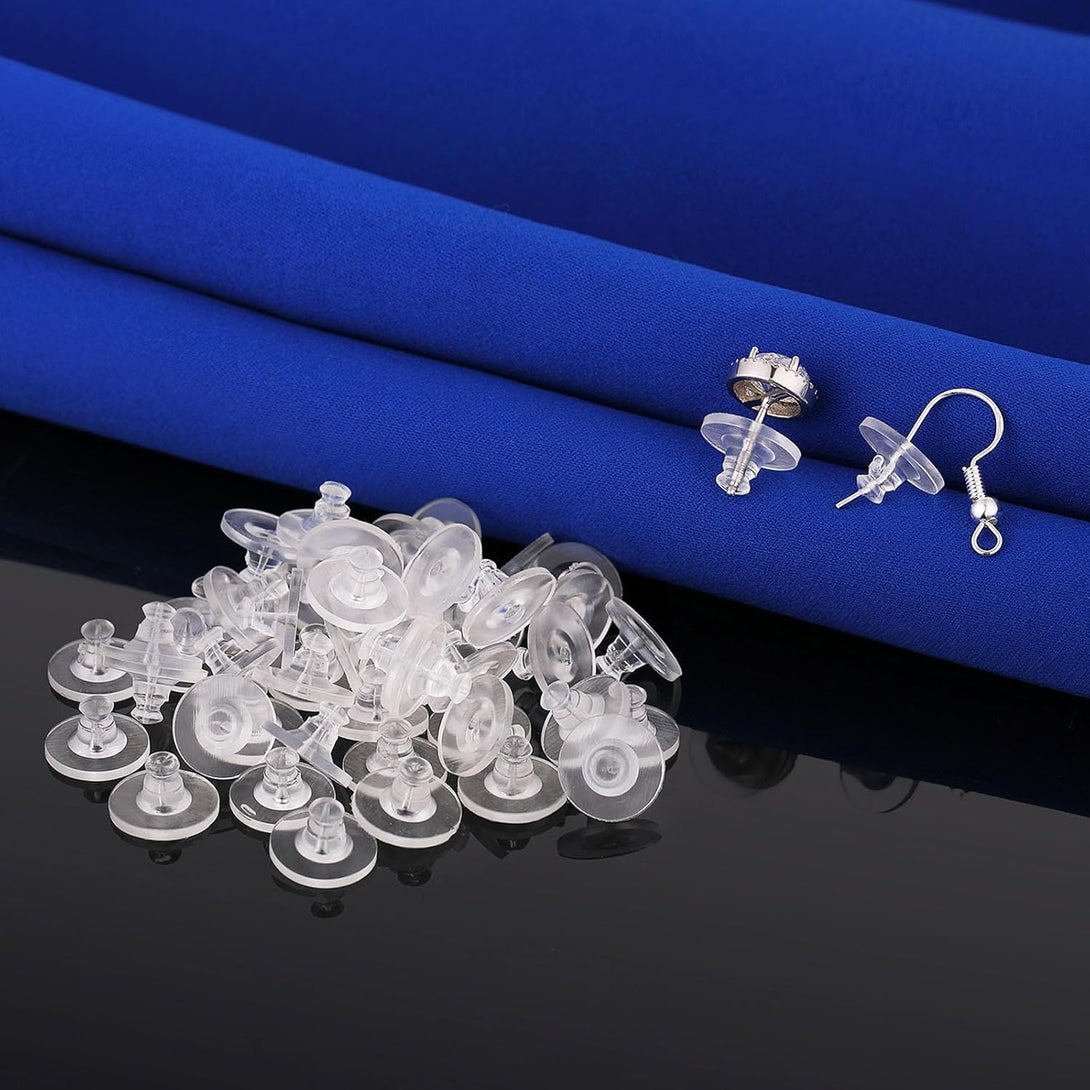 Earring Backs Rubber,100Pcs Soft Clear Earring Backs for Studs,Hypoallergenic Silicone Earrings Backs Replacement Safety Back Stoppers