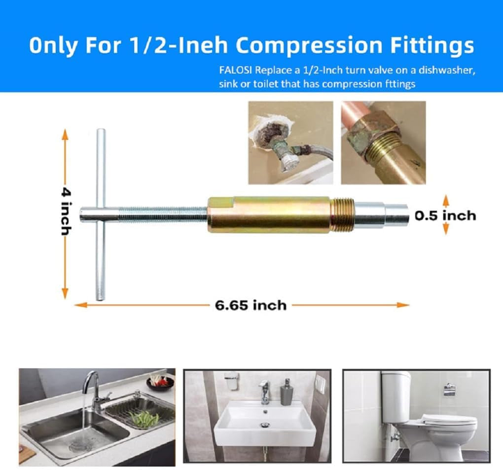 Compression Sleeve Puller Tool Remove Nut & Ferrule of Pipe 03943- Sleeve Remover for 1/2-Inch Compression Fittings Only Corroded & Frozen Supply Stops Plumbing Tools Compression Ring Removal Tool