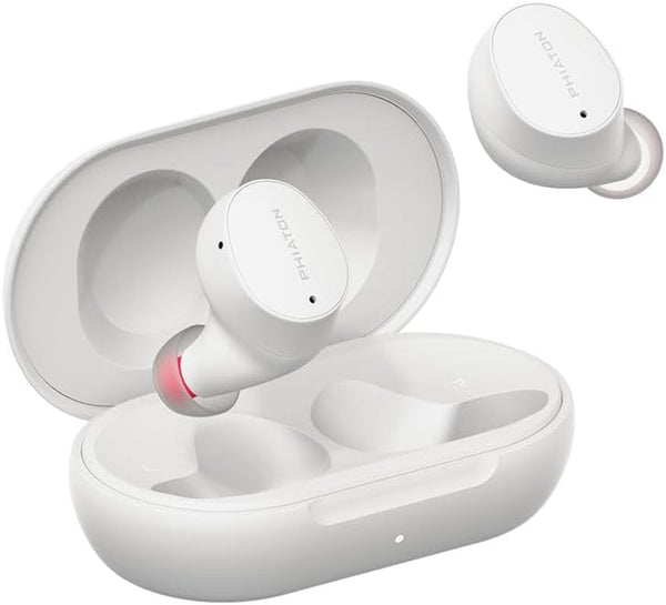 Phiaton Bonobuds Lite True Wireless Earbuds with Clear Voice by Intelligo and Ambient Mode | Bluetooth Earphones with 11 Hour Playtime, Floral White