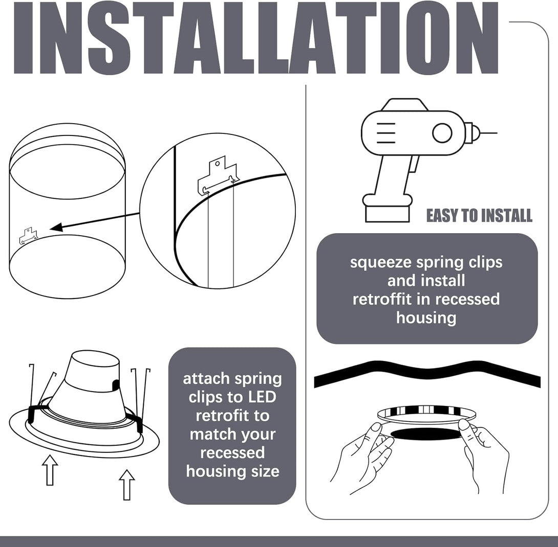 Dunzy 40 Pcs Recessed Light Clips Downlight Housing C Clips Retrofit for Downlight with Self Tapping Screws Metal Recessed Lighting Clips for Recessed Retrofit down Light Lighting, Silver