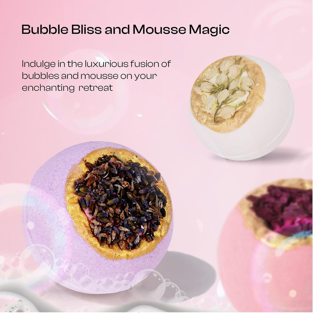 Bath Bombs Gift Sets, 6 Fizzies Luxury Large Size with Real Flowers and Natural Organic Essential Oil, Self Care Gifts for Women, Mon, Daughter, Girlfriend,Pack of 6 (Multiple)