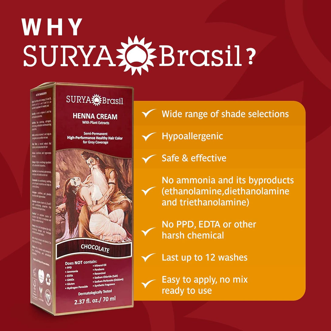 Surya Brasil Products Henna Cream, Chocolate, 2.37 Fluid Ounce