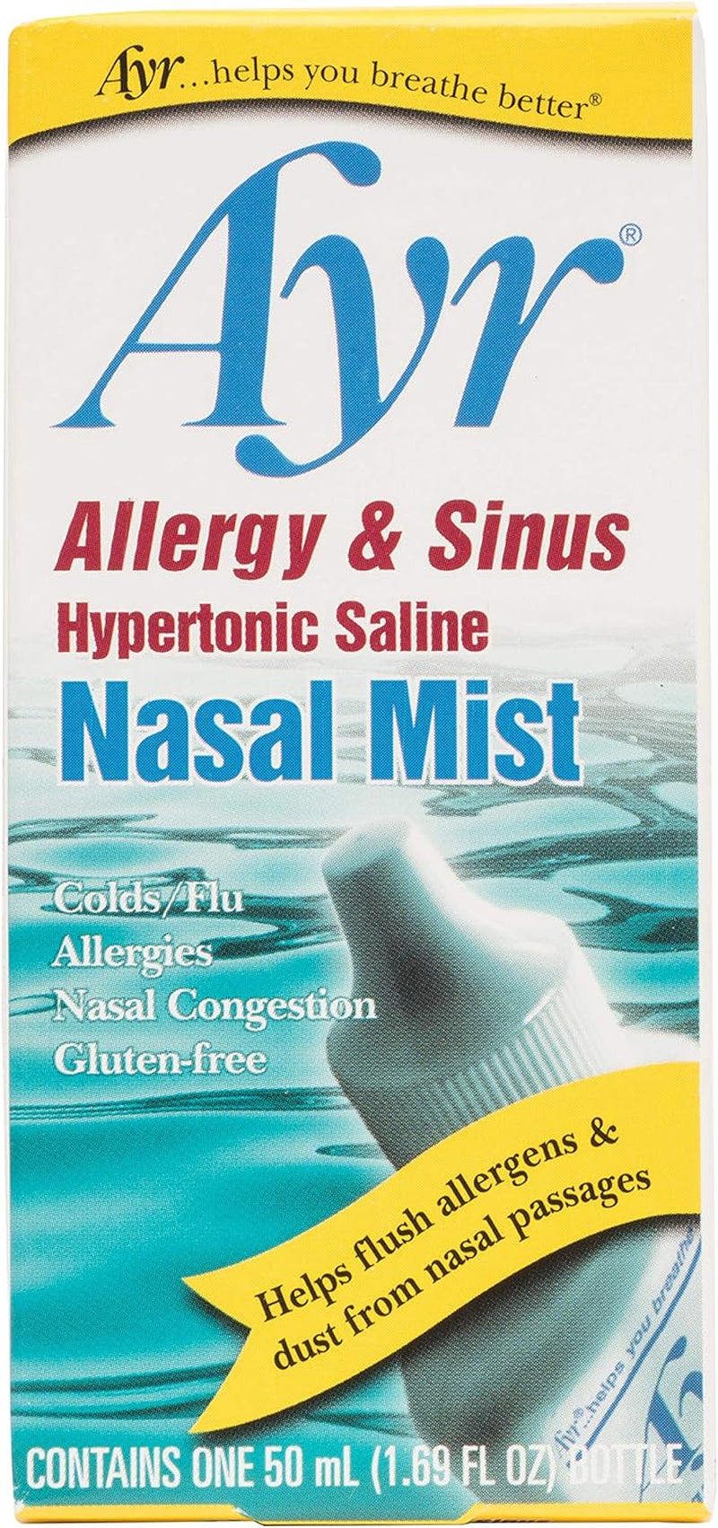 AYR Allergy & Sinus Hypertonic Saline Nasal Mist, White, 1.69 Fl Oz