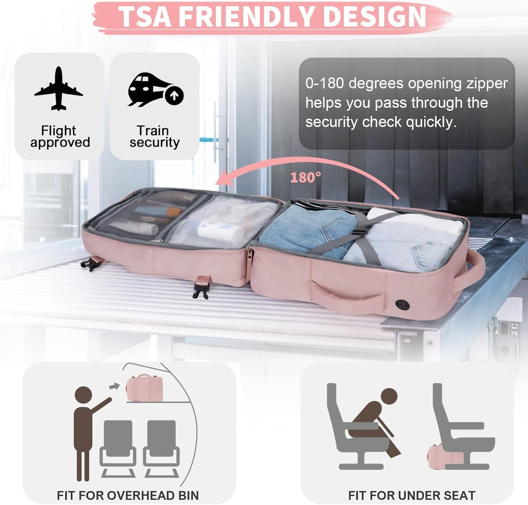 Travel Backpack for Women, Personal Item Bag for Airlines, Lightweight Carry on Backpack, Casual Hiking Work Gym College Weekender Bag Daypack, Laptop Backpack, Pink