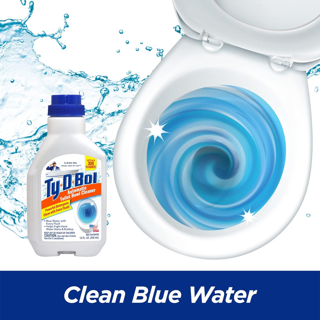 Ty-D-Bol Automatic Toilet Bowl Cleaner Cleans and Deodorizes Toilets for a Fresher Smelling Bathroom