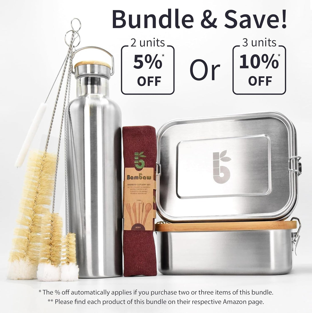 Bambaw Insulated Water Bottle 24Oz | Stainless Steel Water Bottle | Insulated Water Bottles | Travel Water Bottle | Metal Water Bottle | Large Water Bottle | Reusable Water Bottle 750 Ml