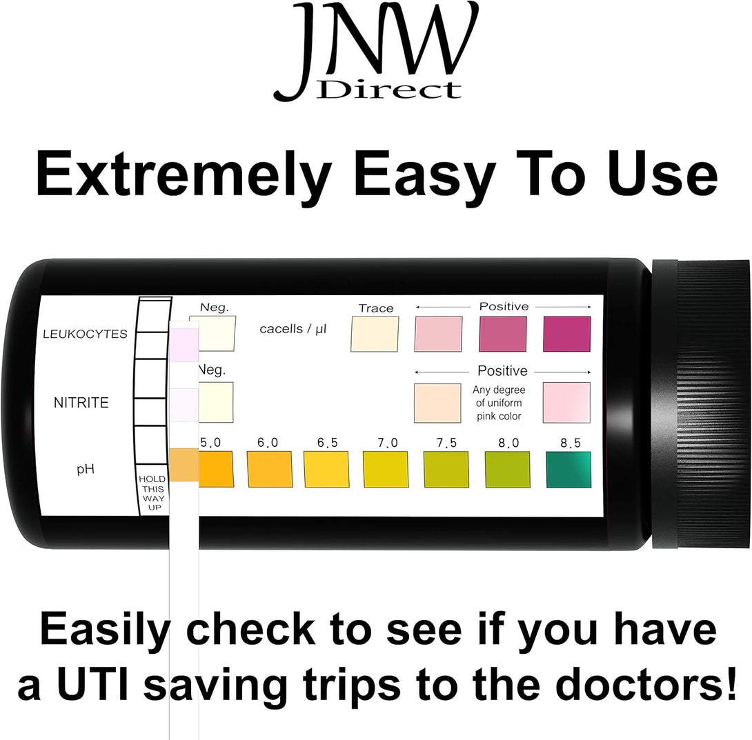 3-In-1 Urinary Tract Infection Test Strips - Home UTI Test Kit with Ebook - with 100 Quick and Accurate UTI Test Strips - 100 Strips by JNW Direct