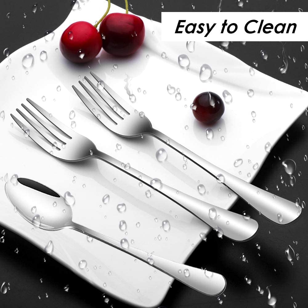 Set of 12, Stainless Steel Dinner Forks and Spoons, Findtop Heavy-Duty Forks (8 Inch) and Spoons (7 Inch) Cutlery Set