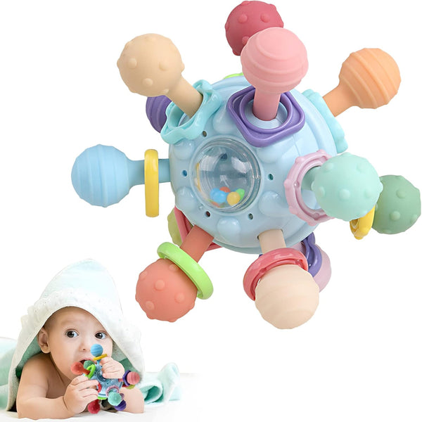 Baby Teething Toys - Infant Sensory Chew Rattles Toys - Newborn Montessori Learning Developmental Toy - Teethers for Babies 0 3 6 9 12 18 Months - Shower Gifts for 1 2 One Two Year Old Girls Boys