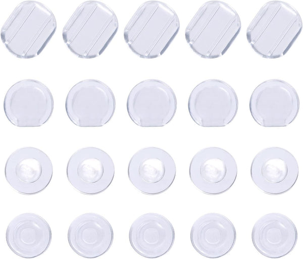 Maxdot 100 Pieces 4 Size Earring Pads Silicone Comfort Earring Cushions for Clips on Earrings, Clear