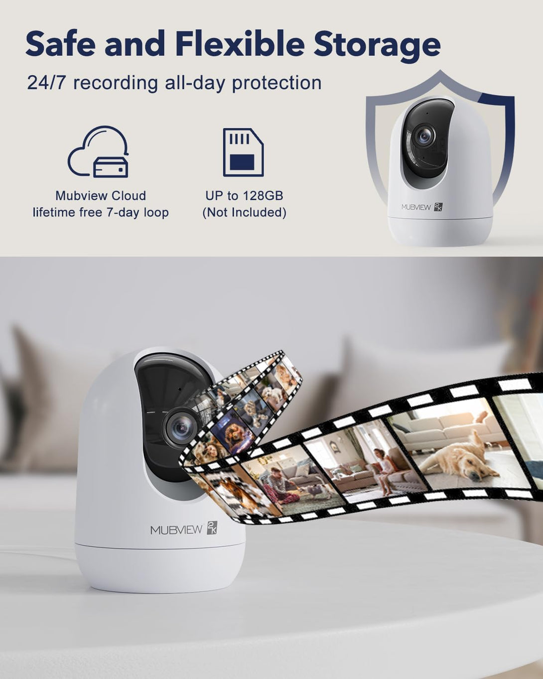 Indoor Security Camera 2K, Pet Camera with Phone App, Wifi Cameras for Home Security Camera for Dog/ Baby Monitor/Elder Pan Tilt, 2.4G, 24/7, 2-Way Talk, Human Detection, Motion Tracking, Cloud