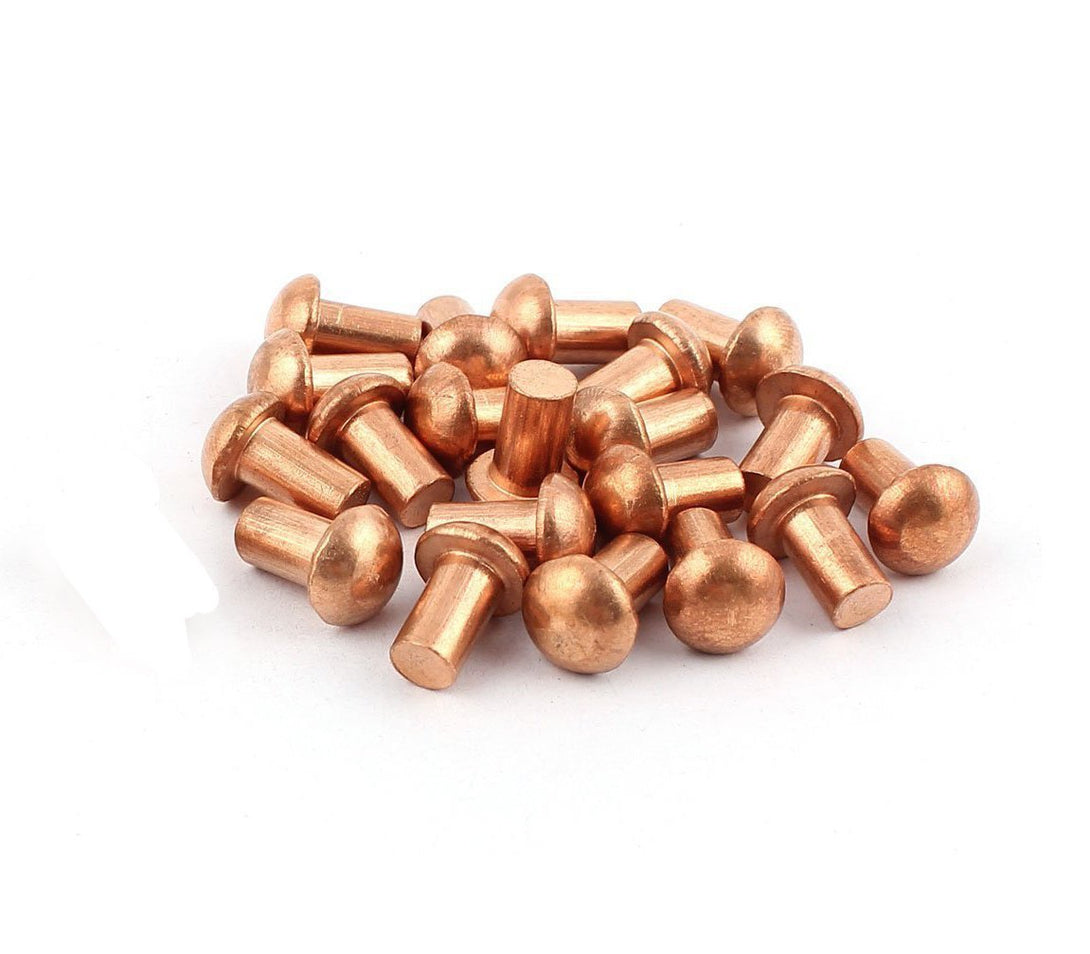 YXQ 50 Pcs Copper Solid Rivets 1/4 Diameter 5/16 L Shank Copper round Head Fasteners,M6X8