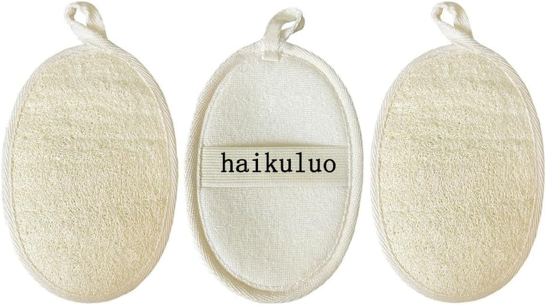 Natural Loofah Exfoliating Body Scrubber,Bath Shower Loofah Sponge for Women and Men,Made with Biodegradable Shower Luffa Sponge,For Face and Body That Gets You Clean(3 PC)