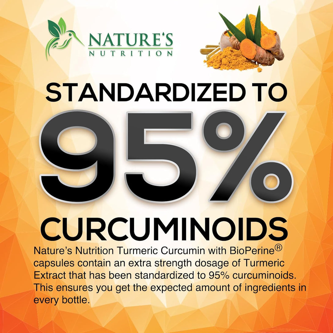 Turmeric Curcumin Supplement with Bioperine 95% Curcuminoids 2600Mg with Black Pepper for Best Absorption, Bottled in USA, Best Natural Vegan Joint Support, Nature'S Non-Gmo Tumeric - 240 Capsules