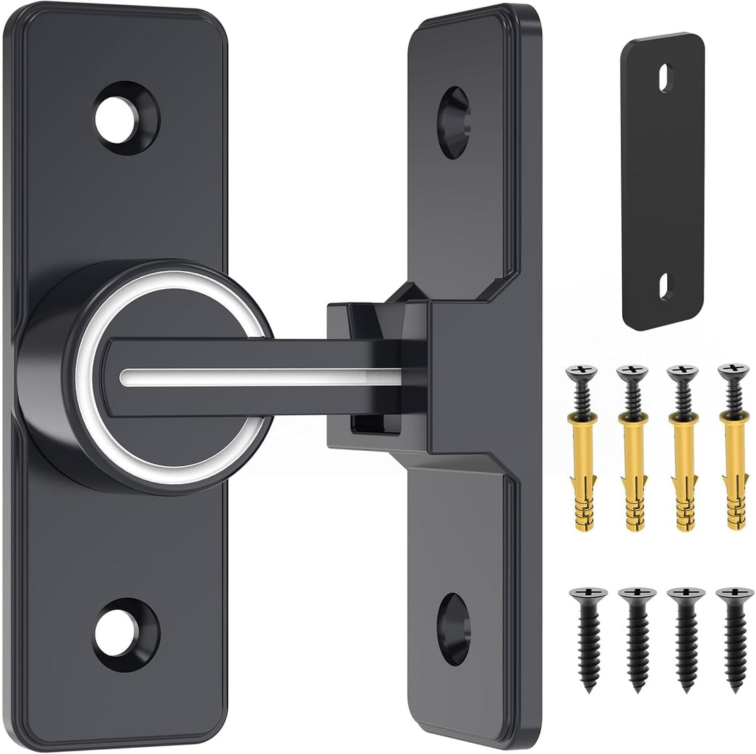Barn Door Lock Hardware, 90 Degree Heavy Duty Gate Latches Flip Latch Safety Door Bolt Latch Lock, Barn Sliding Door Latch Lock Suitable for Garden, Bathroom, Outdoor, Garage, Window