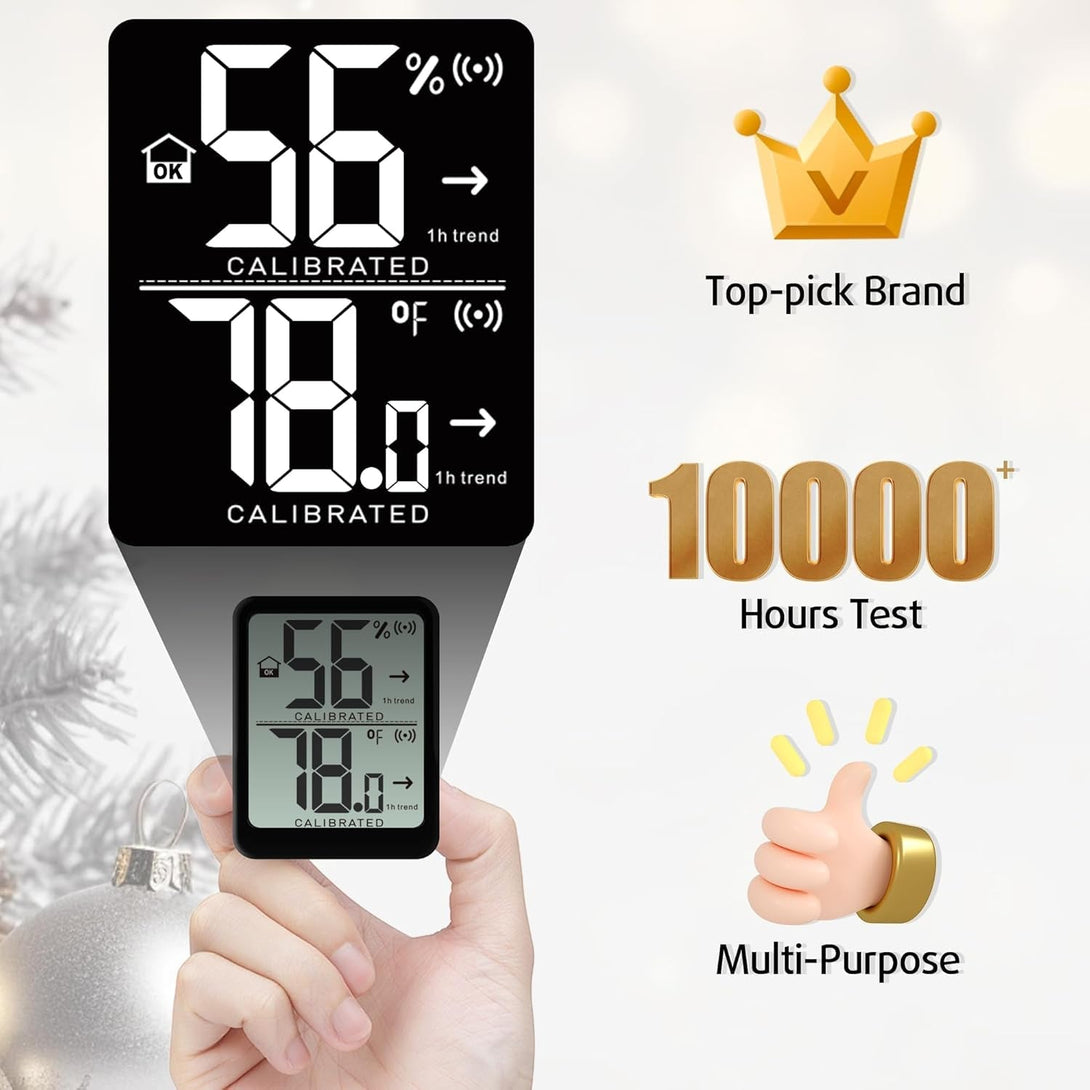 Antonki Room Thermometer Small Hygrometer Indoor Humidity Monitor Sensor, Digital Temperature and Humidity Meter Gauge for Home, Baby Nursery, Reptile, Greenhouse - Battery Included