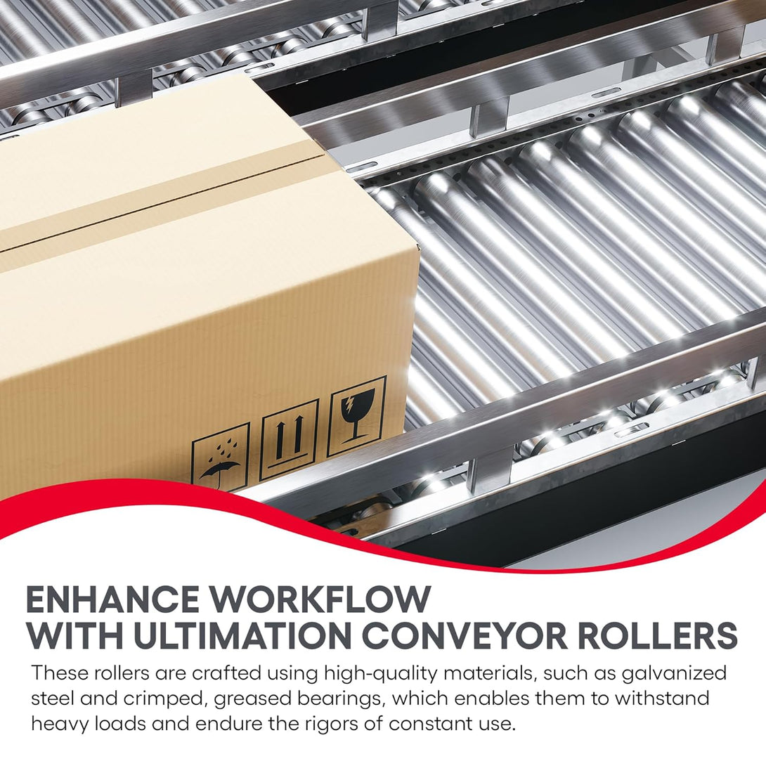 Ultimation Heavy Duty Conveyor Rollers-Galvanized Steel Gravity Roller, 36" between Frame, 1.5" Diameter, Durable Steel Rollers for Conveyor Systems and Industrial Applications -2-Pack