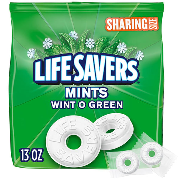 LIFE SAVERS Wint-O-Green Breath Mints Hard Candy, Sharing Size, 13 Oz Bag