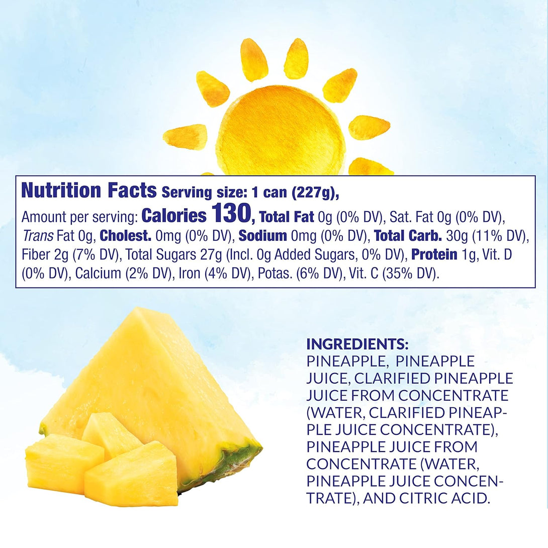 Dole Canned Fruit, Pineapple Chunks in 100% Pineapple Juice, Gluten Free, Pantry Staples, 8 Oz, 12 Count, Packaging May Vary