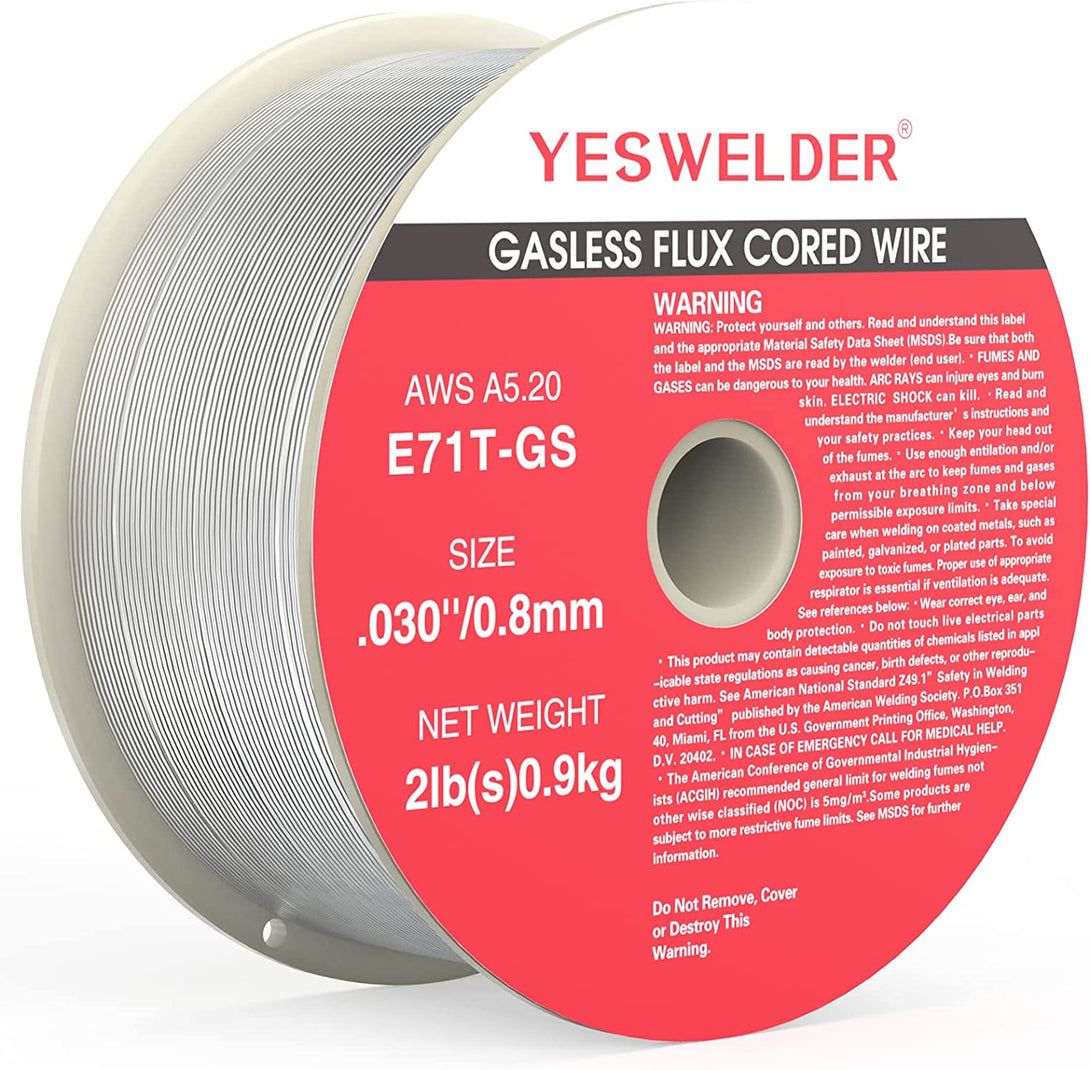 YESWELDER Flux Core Gasless Mig Wire, Mild Steel E71TGS .030-Diameter, 2-Pound Strong ABS Plastic Spool