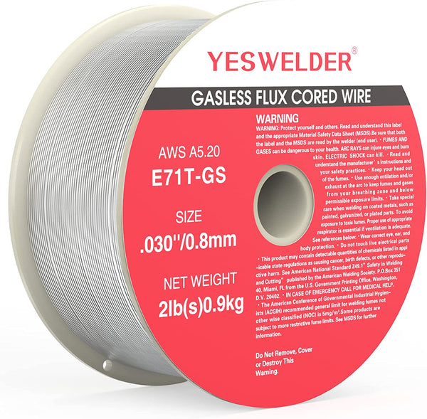 YESWELDER Flux Core Gasless Mig Wire, Mild Steel E71TGS .030-Diameter, 2-Pound Strong ABS Plastic Spool