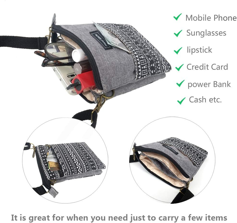 Roomy Cell Phone Purse Wallet Canvas Small Crossbody Purse Bags with Shoulder Strap for Women Teen Girlsl