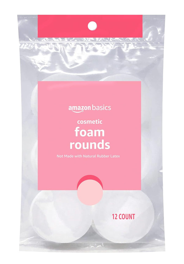 Amazon Basics Cosmetic Foam Rounds, 12 Count, Pack of 1