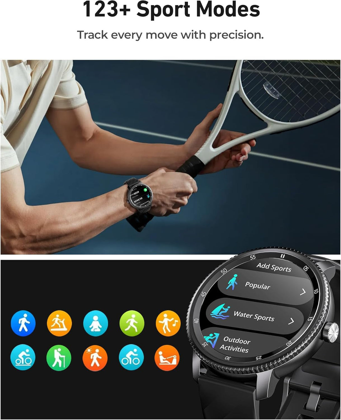 DV09 Rotatable Dial Smart Watch for Men,1.46" HD Smartwatch (Answer/Make Call),123+Sport Modes Sleep/Heart Rate/Spo2/Stress Monitoring IP67 Waterproof Fitness Watch, IOS Android Compatible (Black)