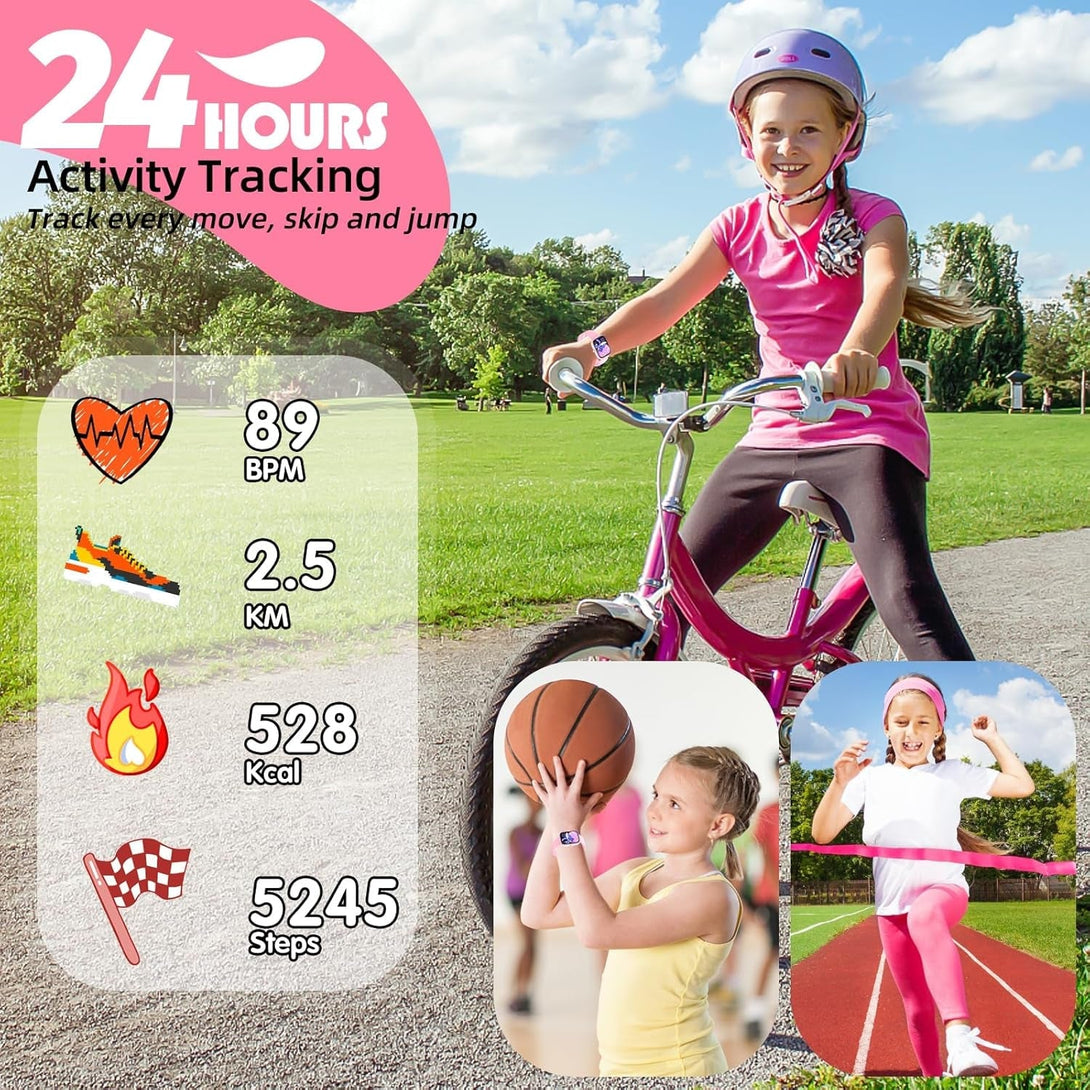 Fitness Tracker Watch for Kids, IP68 Waterproof Kids Smart Watch with 1.5" DIY Dials 19 Sport Modes, Pedometers, Heart Rate, Sleep Monitor, Great Gift for Boys Girls Teens 6-14