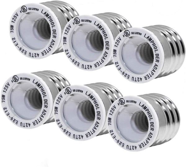 (6-Pack) Spiritled E26 E27 to E12 Socket Adapter,Ul Listed Medium Screw E26 to Candelabra Screw E12 Light Bulb Socket Adapter Converter Reducer (White Color-6Pcs /Pack)