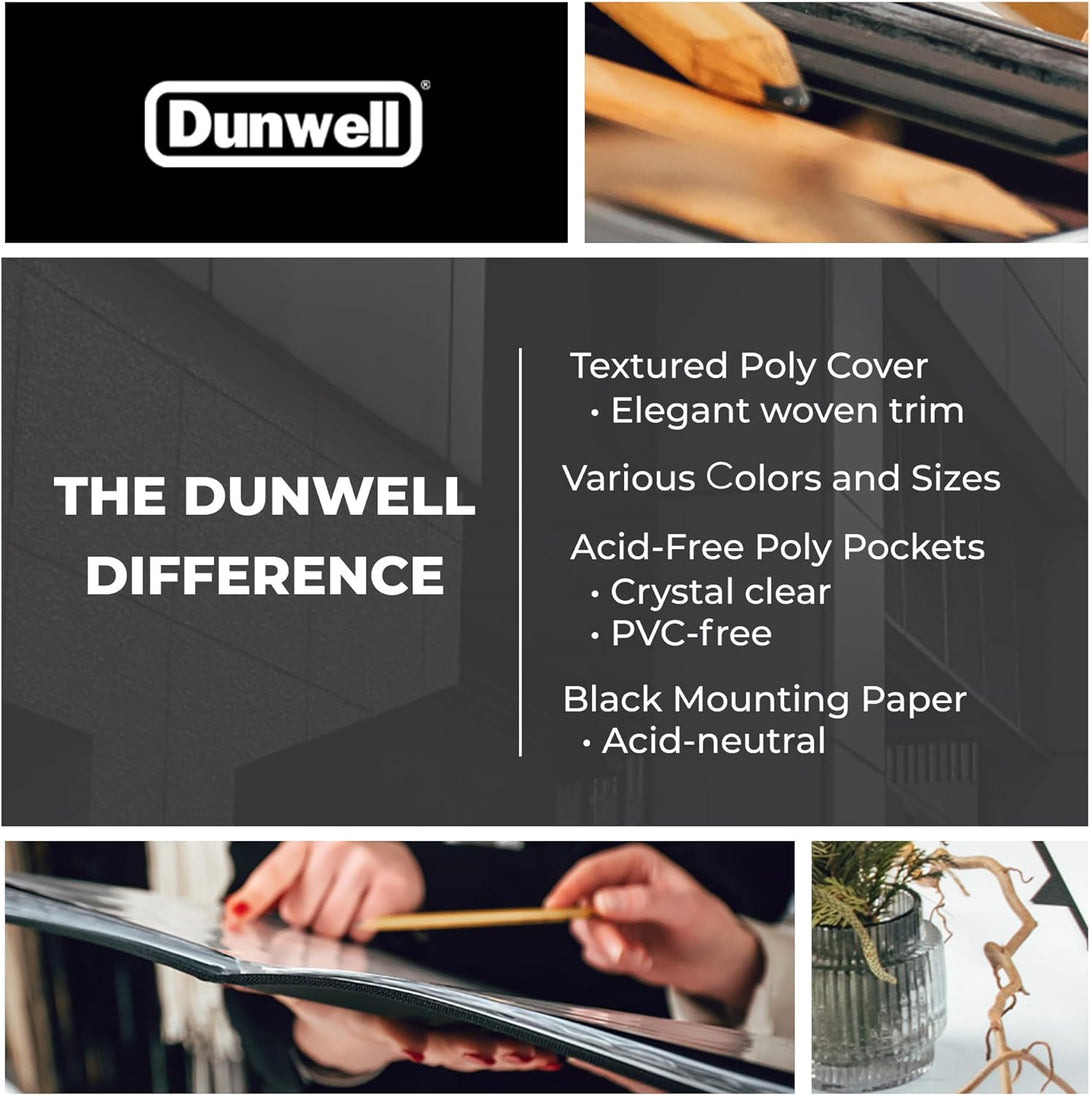 Dunwell 12X18 Art Portfolio Binder with Mounting Paper - (Black) Large Portfolio Folder for Artwork Displays 48 Pages, 12 X 18 Presentation Folder with Plastic Sleeves, Portfolio Binder Organizer