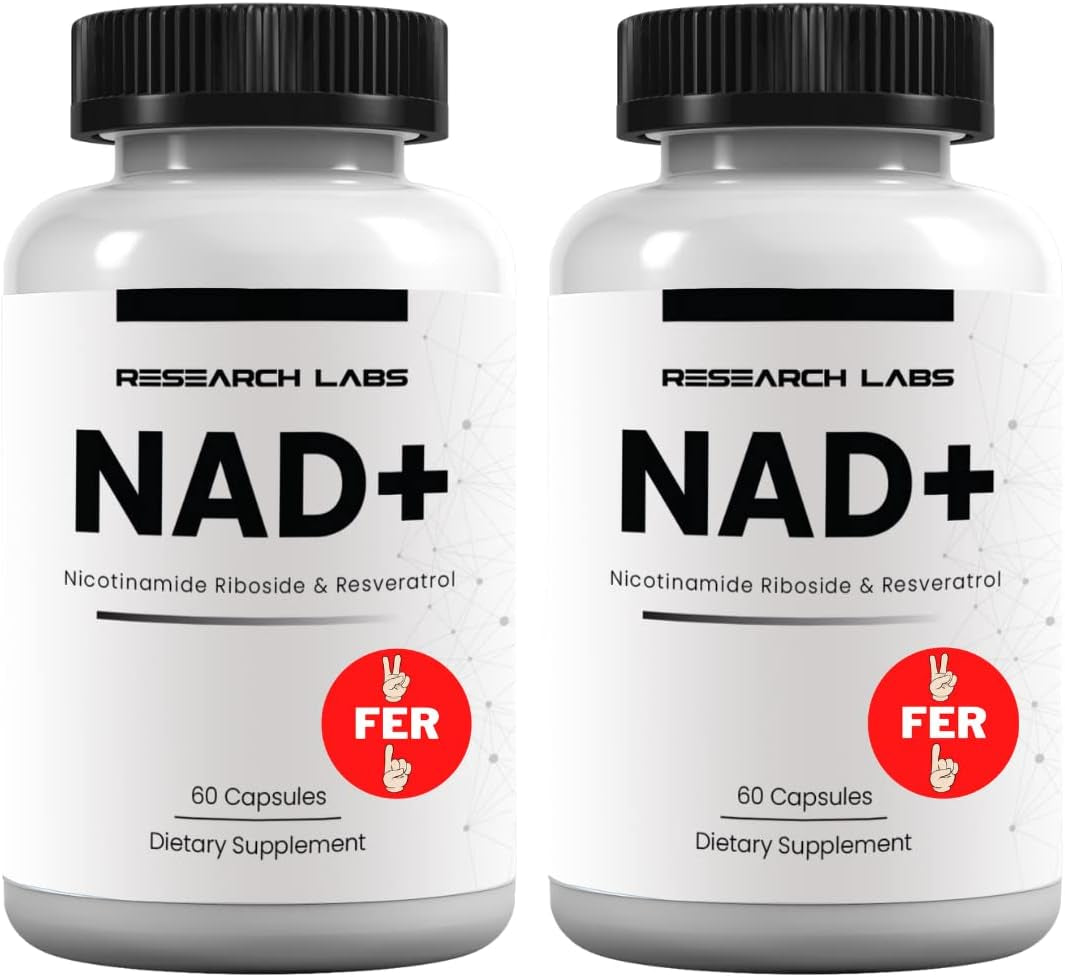 Research Labs NAD+ Supplement 2 for 1 Ad. Proprietary Formula W/Patent Pending Riboyoung™. NRF2 Activator, Nicotinamide Riboside, Quercetin, Resveratrol, Betaine. True NAD Supplement anti Aging…