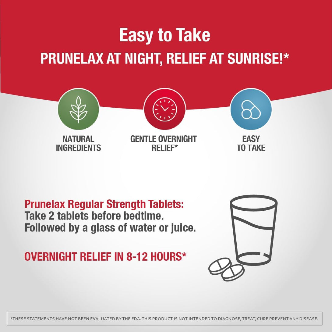 Prunelax Ciruelax Regular Strength Laxative Tablets - Natural-Ingredient Based Laxative for Occasional Constipation, Predictable Overnight Relief with Senna Leaf Extracts, 8-12 Hr Fast-Acting - 150Ct