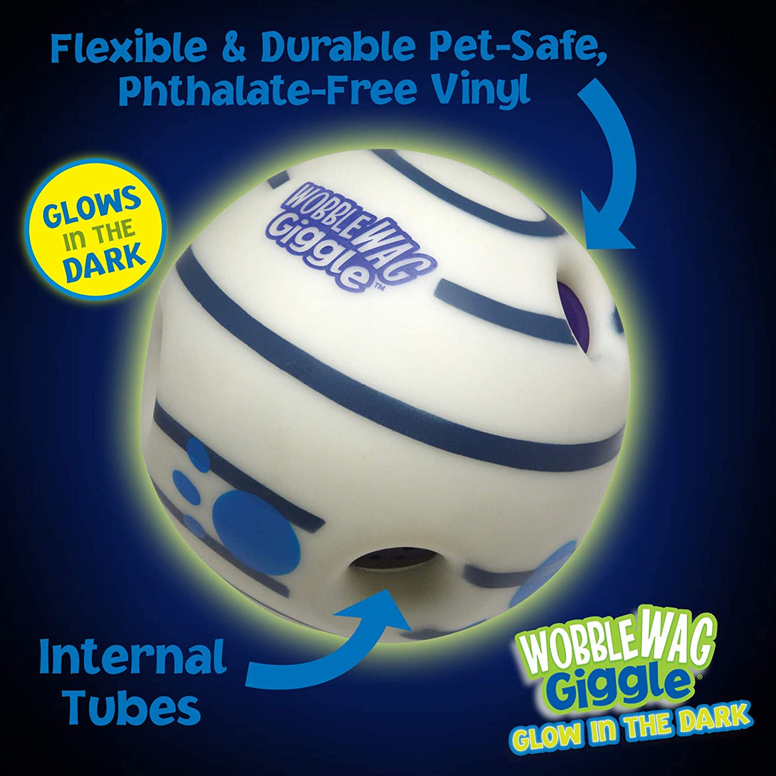 Wobble Wag Giggle Ball - Interactive Glow in the Dark Dog Toy, Giggle Sounds Keeps Dogs Busy and Entertained for Self Play, Pets Know Best