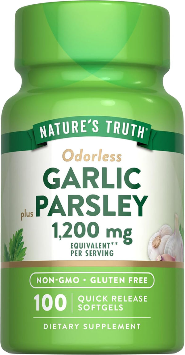 Nature'S Truth Odorless Garlic and Parsley | 1200Mg | 100 Softgels | Non-Gmo & Gluten Free Extract Supplement