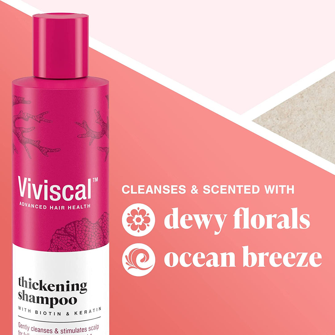 Viviscal Thickening Shampoo, Formulated with Biotin and Keratin, Fortified with Marine Collagen and Seaweed Extract, Strengthens and Reduces Breakage, Healthier Looking Hair 250Ml (8.45 Fl. Oz.)