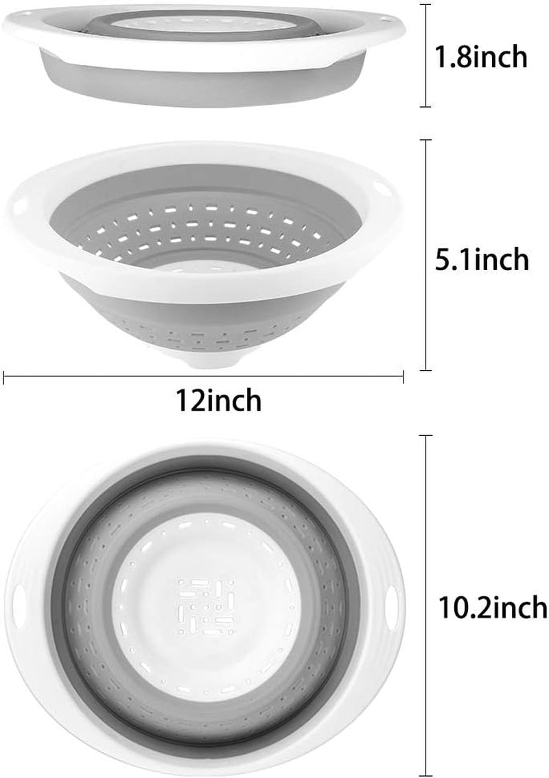 Qimh Collapsible Colander and Strainer, 5 Quart(1.25 Gal), Heavey Duty Kitchen Drainer Basket for Pasta, Veggies and Fruits, New Home Apartment Essentials