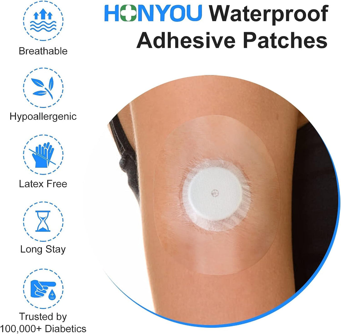 60Pack Libre Sensor Covers Latex-Free Medical Adhesive Patches for Libre 2/3 Precut CGM Tape with No Glue on the Center Waterproof and Strong Stick for Long Stay