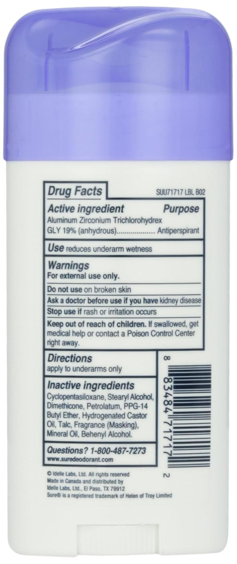 Sure Deodorant Invisible Solid, Unscented - 2.6 Oz