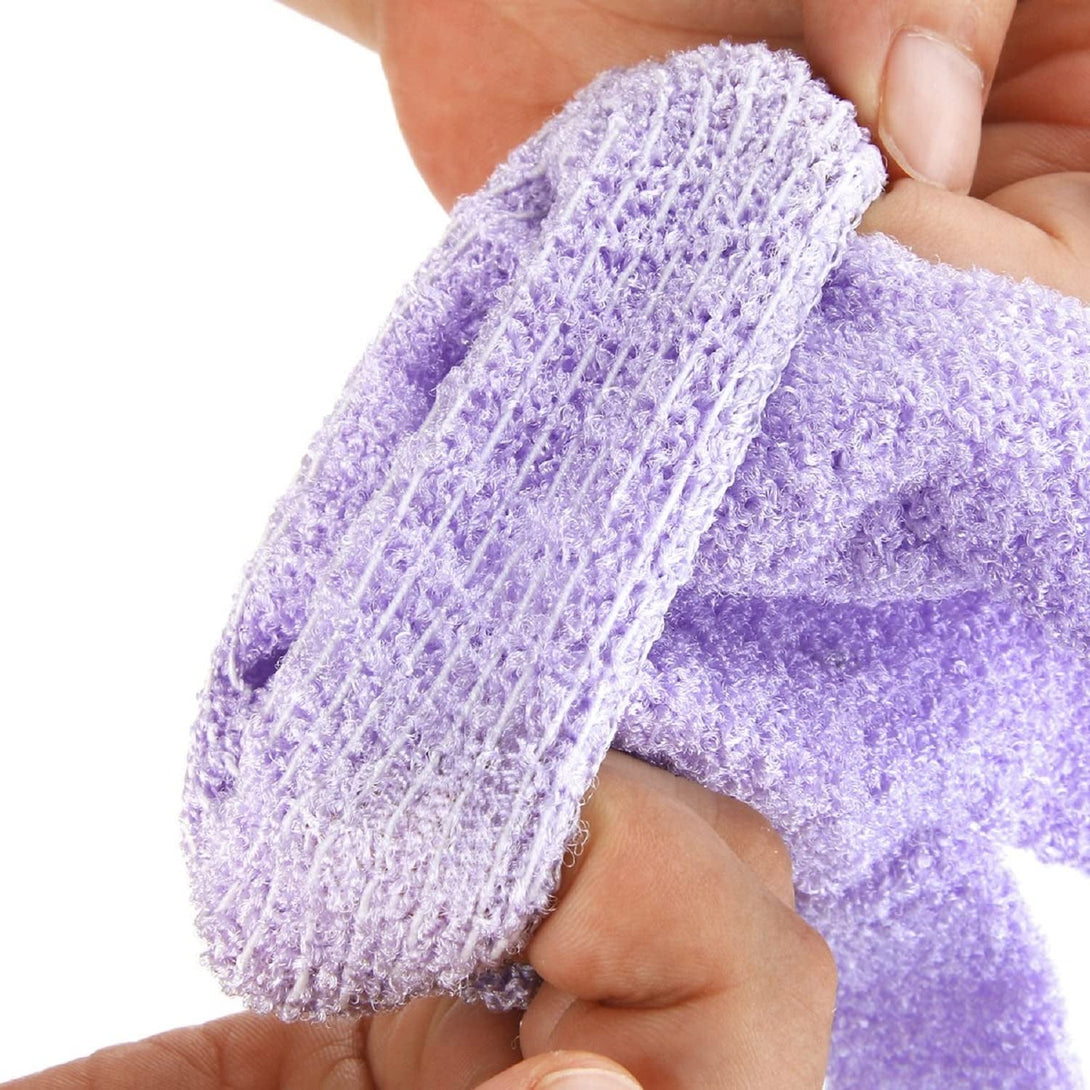 Exfoliating Shower Bath Gloves【4 Pair】 Double Side Durable Nylon Shower Gloves Body Scrub Exfoliator & Bathing Accessories for Men,Women & Kids Bath Scrubber for Acne & Dead Cell